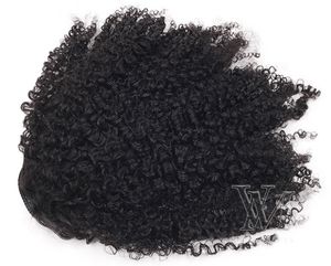 Mongol Pas d'enchevêtrement pas de perte Afro Curly Costum 3c Cordon Queue de cheval Naturel Noir 12 à 26 pouces 120g Tissage de cheveux humains Attaches de bande élastique