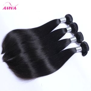 Mongolian Straight Virgin Hair Weave 3/4 Pcs Lot Silky Remy Human Hair Extensions 12-32