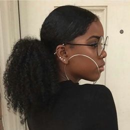 Mongoolse Virgin Haar Kinky Krullend Paardenstaart Menselijk Haar Trekkoord Paardenstaart Afro Kinky Culry Haar Clip in Paardenstaart Extension voor zwarte vrouwen