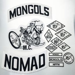 MONGOLS NOMAD MC Biker Vest Patchs de broderie 1% MFFM IN Memory Iron sur le dos complet de la veste Motorcyle Patch2225