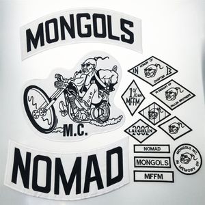 MONGOLS NOMAD MC Biker Vest Patchs de broderie 1% MFFM IN Memory Iron sur le dos complet de la veste Motorcyle Patch303H