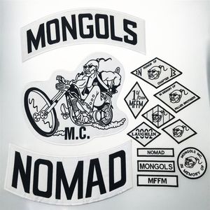 MONGOLS NOMAD MC Biker Vest Patchs de broderie 1% MFFM IN Memory Iron sur le dos complet de la veste Motorcyle Patch289N