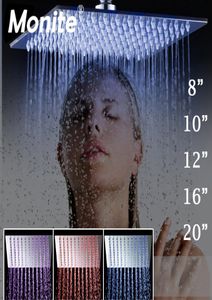 Monite 8 10 12 16 20 24 inch Led Rain Shower Head B8136 Roestvrijstalen regenval Douchekop badkamer ultrathin douchekop Y20015653708