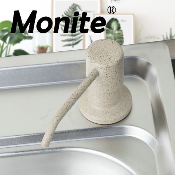 Monite Hand Venta al por mayor y al por menor Promoción Montaje en cubierta Dispensador de jabón blanco Fregadero de cocina Dispensador de jabón líquido Botella 5656 Y200407