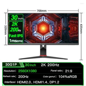 Monitor 144Hz Draagbare PC Gamer Computer Gaming 2K 200Hz 30 Inch LCD-scherm 2560x1080 Scherm