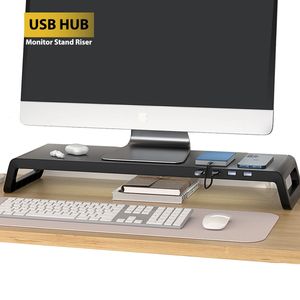 Monitor Bureaustandaard voor verminderde nekbelasting ABS Benen Aluminium Riser met USB30 Hub PC Computer Laptop Desktop Organizer 240125