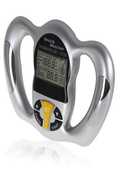 Monitor Analizador de salud Medidor de grasa Medidor de grasa corporal digital Probador Mini LCD digital IMC de mano con gráficos de medidas Fitness Keep He5715131