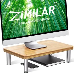 Elevador de soporte de monitor, elevador de monitor de computadora de bambú para escritorio, soporte elevador duradero para computadora portátil, pantalla de PC, impresora, iMac, soportes de escritorio de oficina en el hogar