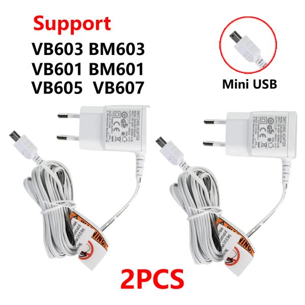 Moniteurs 2pcs Charger d'adaptateur d'alimentation EU original DC 5V 1A MINI CONNECTEUR USB POUR LA CAMÉRIE DE MONITEUR BÉBÉ VB601 VB603 BM603 VB605 Nanny Camera