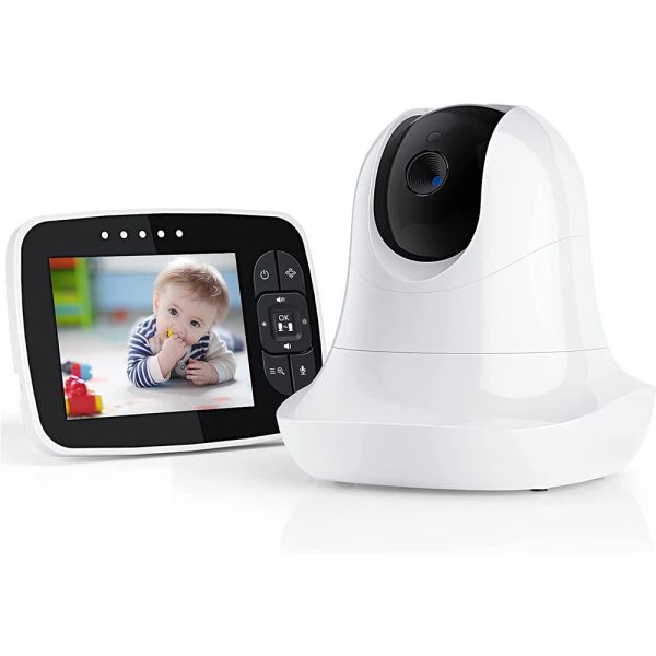 Moniteurs 3,5 pouces LCD Moniteur bébé Nanny Security Camera 2x Zoom Rotation de grande angle Caméra intérieure Vision nocturne Vox Fonction Timer Alarme