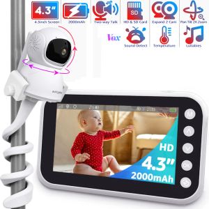 Monitoren 4,3 inch video babymonitor met camera pantiltzoom hd babyphone 2000mah batterij babycamera 2way talk nacht vision babyphone