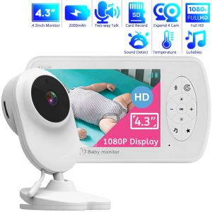 Moniteurs 4,3 pouces Couleur sans fil Video Baby Monitor 1080p Caméra audio Température Monitor à 2 voies AUDIO Vox Lullaby Nanny Security Camera