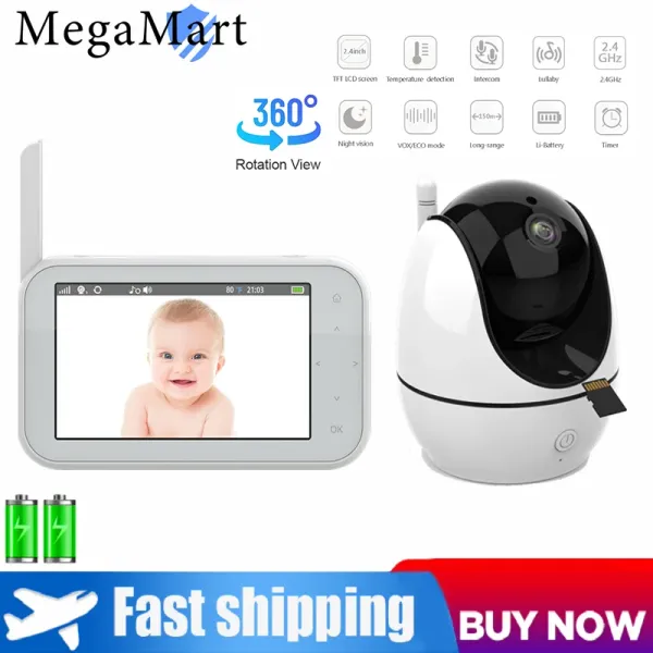 Monitores de 4.5 pulgadas Cámara de bebé interior 1080p Monitor de bebé inalámbrico de pantalla táctil LCD con rotación de voz bidireccional 360