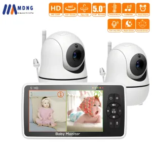 Moniteurs 5 pouces Video Baby Monitor With Two Camera Baby Phones Cameras 4X Zoom 1000ft 2way Audio Babies Products New Born Nanay Cam