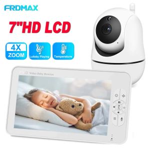 Moniteurs 7 pouces vidéo moniteur bébé moniteur sans fil ptz 4x zoom de sécurité caméra maman enfants caméras de surveillance avec écran d'affichage de température