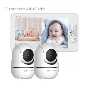 Moniteurs 7 pouces Wireles Baby Monitor Babyphone Security Video Dual Cameras Bebe 720p IPS Nanny Vox HD Vision nocturne PTZ Température