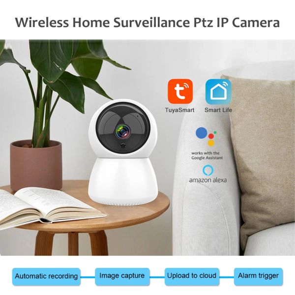 Moniteurs acj 1080p tuya wifi caméra intérieure monteur bébé PTZ IP Surveillance Vision Night Vision Camera Home Famber Security Alarm