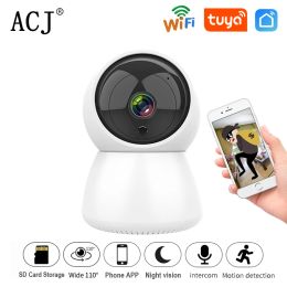 Moniteurs acj tuya wifi caméra intérieure 1080p hd PTZ Surveillance Vision Night Vision Camera Baby Monitor