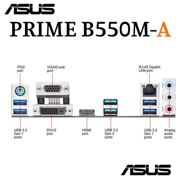 Monitores Asus Prime B550M-A Socket Am4 Placa Base Amd B550 Soporte R3 R5 R7 Cpu Ddr4 4800Mhz Pci-E 4 M.2 128Gb Micro Atx Placa Base Ne Dhyzs