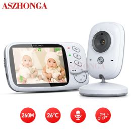 Moniteurs Aszhonga Video Baby Monitor 2.4g sans fil 3,2 pouces LCD 2 voies parole de la vision nocturne