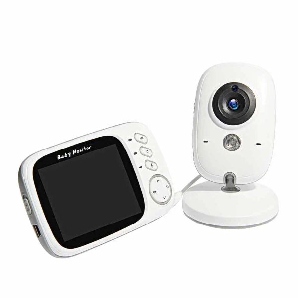 Moniteurs Aszhonga Video Baby Monitor 2.4G 3.2 Dans UE PLIG LCD 2 voies Vision nocturne audio avec une caméra de sécurité de batterie Babysitter