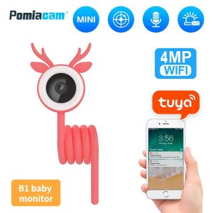 Monitores B1 Baby Monitor Tuya Smart Life Mini Cámara 4MP Cámara de vigilancia de Wifi Interior La cámara puede mirar y grabar en cualquier momento