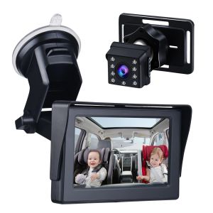 Moniteurs pour bébé miroir de voiture 1080p caméra de voiture pour la caméra de la caméra de la caméra nocturne miroir des caméras surveillées miroirs avec vue en cristal large