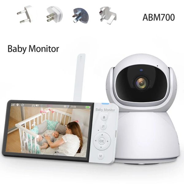 Moniteurs Baby Monitor 5,0 pouces Video sans fil 2x Zoom 5000mAh Battery IPS Écran avec Nanny PTZ Camera 2way Audio Vox Lullaby SD ABM700