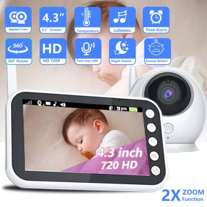 Surveille le moniteur bébé avec une longue durée de vie de la batterie 2x Zoom Night Vision Temperature Temperature 4,3 pouces Écran Vidéo Baby Monitor With Camera