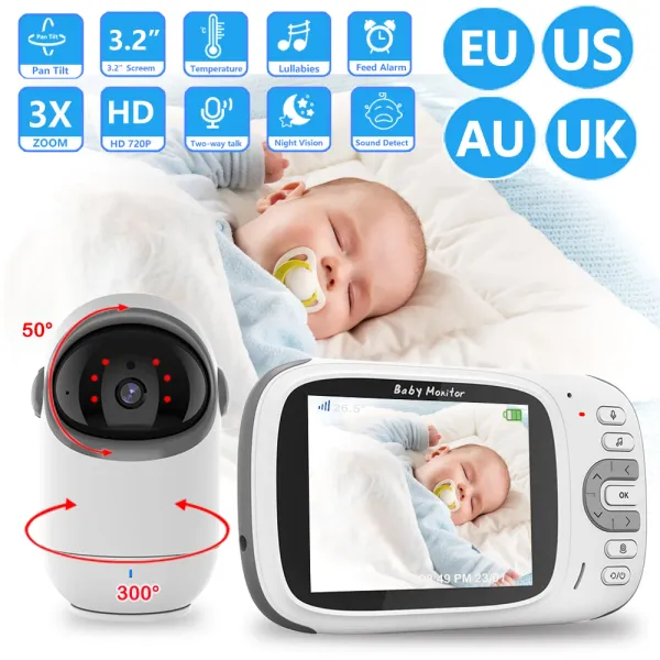 Monitorea el monitor del bebé con la duración de la batería larga de 3.2 pulgadas Monitor de bebé de video con cámara y audio 3x Monitoreo de visión nocturna de zoom digital