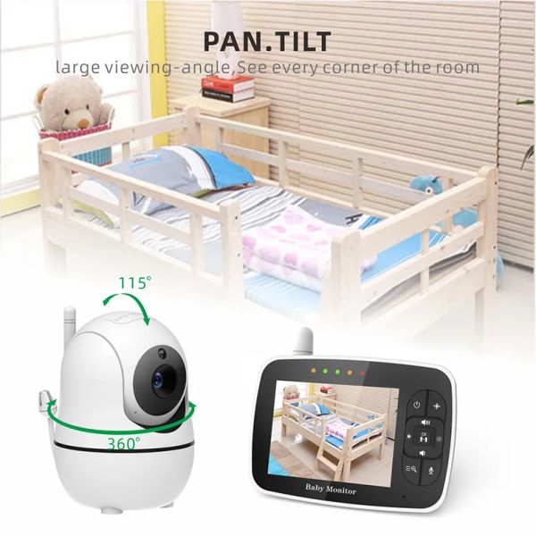 Surveille le moniteur pour bébé avec une caméra zoom inclinable à distance de 3,5 pouces grand écran, vision nocturne, appel, température ambiante, berceuse SM935E