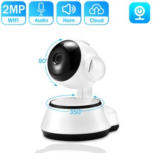 Moniteurs Hamrolte 1080p Baby Monitor Mini Pan / Tilt WiFi IP Camera Suivi Auto Trot élément de détection de mouvement audio à distance V380 Pro