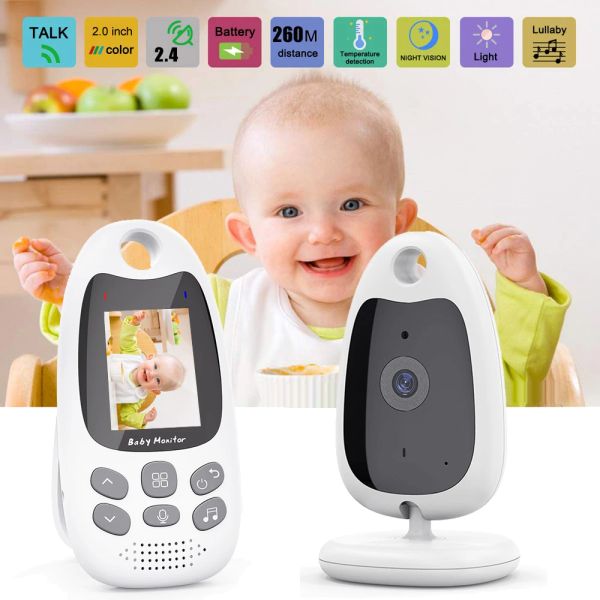 Surveille un nouvel appareil photo sans fil de 2,0 pouces sur le moniteur nocturne de la vision nocturne Babyphone Interphone Temperature Survering Babysitter Nanny