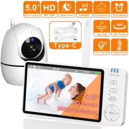 Surveille le nouveau moniteur de bébé vidéo 5.0 "Baby-écran avec caméra Pan Tilt 2.4g sans fil bise de la vision nocturne de la vision nocturne
