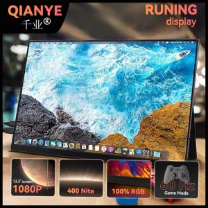 Monitoren draagbare monitor 13,3 1080p/4k 400nite FHD 100%RGB 60Hz USB Type C reisdisplay voor laptop, telefoon, Xbox, Switch en PS4 PS5