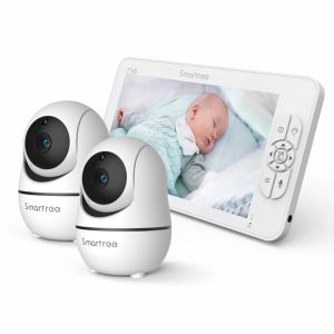 Moniteurs SM70 720p HD Splip Screen Vidéo Baby Monitor No WiFi, moniteur de caméra pour bébé, Hack Proof, Remote Zoom / Pan / Tilt, 4000mAh Battery