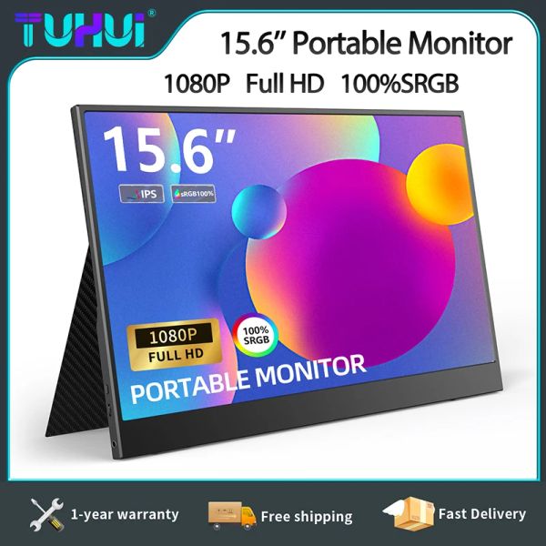 Moniteurs Tuhui 15,6 pouces 1080p Monitable portable USB Type C HDMICOBATIBLE IPS ÉCRANS