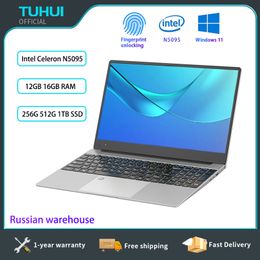 Moniteurs TUHUI 15,6 pouces ordinateur portable Intel Celeron N5095 ordinateurs portables de jeu DDR4 16G RAM 512G 1 To SSD Windows 11 ordinateur portable avec empreinte digitale UnIock 230925