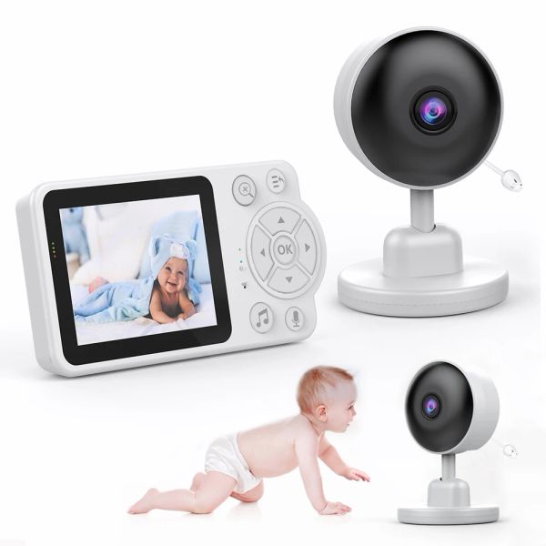 Moniteurs Video Baby Monitor 2.8 pouces Affichage LCD Moniteur de caméra Caméra Cry Detection Night Vision Temperature Monitor for Baby Pet Eldly