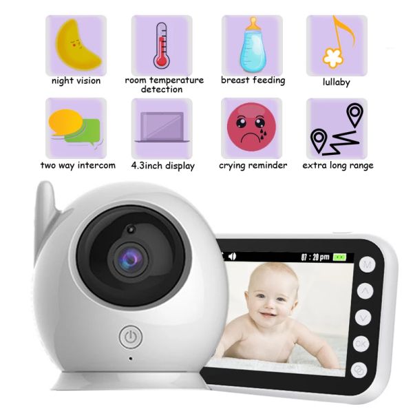 Surveille le moniteur de bébé intelligent couleur sans fil avec surveillance de l'appareil photo