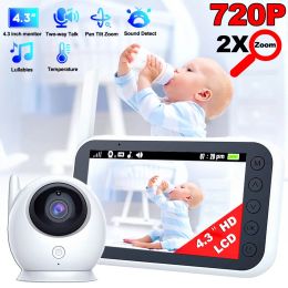 Surveille le moniteur bébé sans fil Baby Monitor 720p HD 4,3 pouces Écran 2 voies Vision nocturne de la vision nocturne avec Pan Tilt 2x Zoom et Lullaby Vox