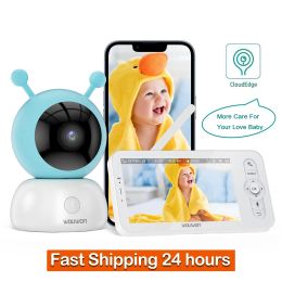 Monitors Wouwon Baby Monitor Babyphone Video Babycamera Bebe Nanny HD 5 inch LCD Two Way Talk Ptz Lullabies voor nieuw geboren