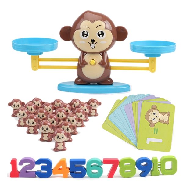 Singe Digital Balance Balance Jouet Apprentissage Précoce Équilibre Enfants Lumières Addition Numérique et Soustraction Échelles Mathématiques Jouets LJ200907