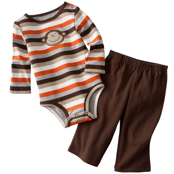 Singe nouveau-né vêtements ensembles bébé tenues garçons costumes ensembles longs body pantalon rayure combinaisons culotte ensemble 210413