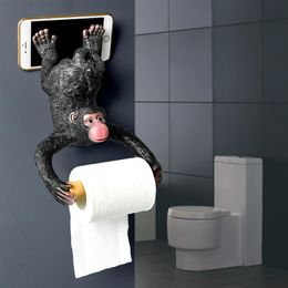 Singe Porte-papier hygiénique Porte-papier de salle de bain européen Étanche Chambre Porte-rouleau mural avec porte-téléphone Des236n