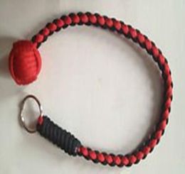 Singe039S Fist 1quot Steel ball self singe poing keychain 550 Survival Paracord Lanyard9866905