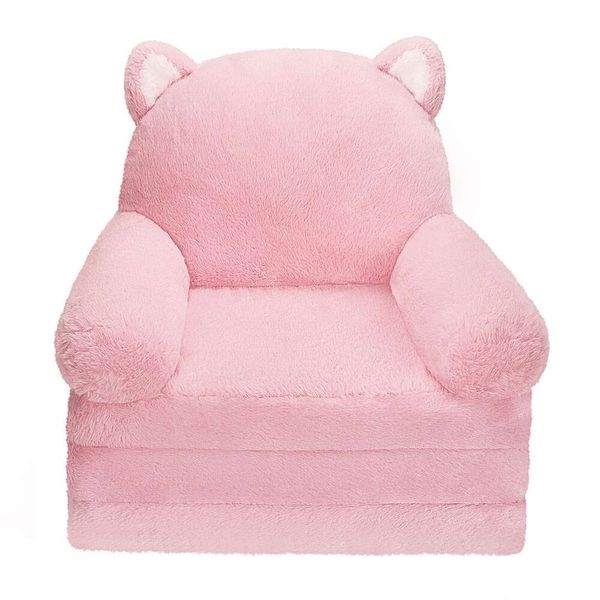 MONKISS Canapé pour enfants pliable, chaises douces pour tout-petits, chaise avec accoudoirs, lit de jeu, cadeau pour 0 à 3 ans, chaton rose