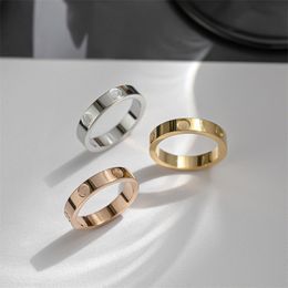 Designer Ring Band Ringen sieraden roségoud sterling zilver Titanium Stalen diamanten ringen unieke belofte 4mm 5mm 6mm paar bruiloft verloving Rode doos