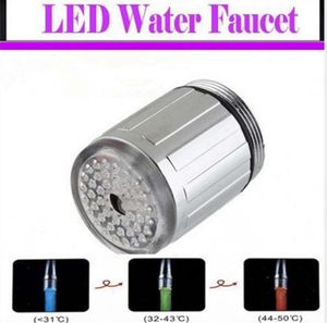 Lumière monochromatique et 7 couleurs LED pomme de douche à eau lumières lueur robinet LED avec adaptateur pour la plupart des robinets cuisine salle de bains robinet J41