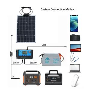 Kit de panneaux solaires monocristallins 1000W, 12V, haute efficacité, alimentation pour voiture extérieure, camping-car, Yacht, batterie, chargeur de bateau, 100A